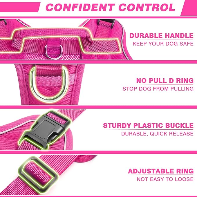 WINSEE Service Dog in Training Mesh Harness with 10 Pet Patches, Soft Air Mesh Breathable Tactical Dog Molle Vest, Reflective Military Pet Vest for Walking Hiking for Medium Dogs