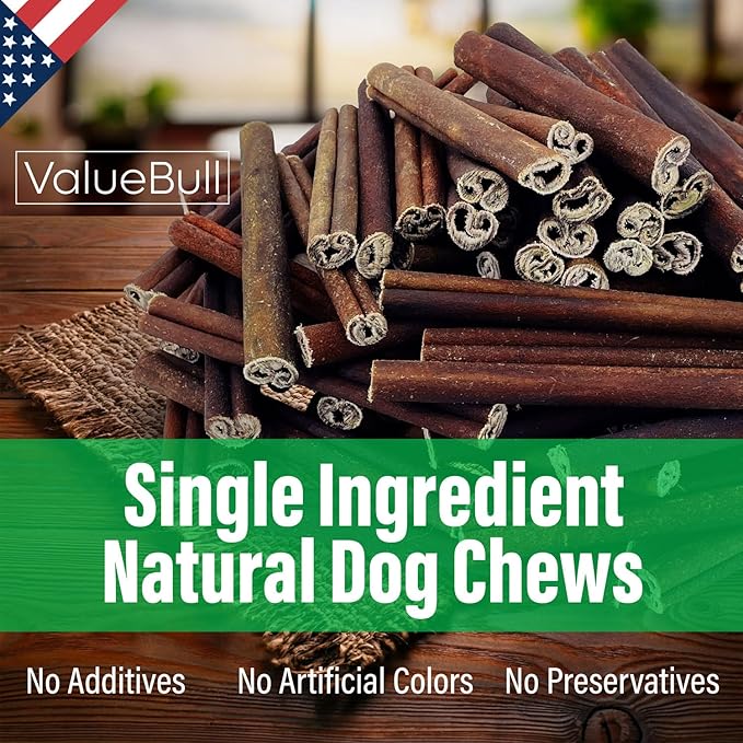 ValueBull USA Collagen Sticks for Dogs, 6 Inch Thick Chews, Natural Long-Lasting Dog Treats, 100 Count Bulk Pack - Promotes Joint, Skin & Coat Health with Glucosamine and Chondroitin