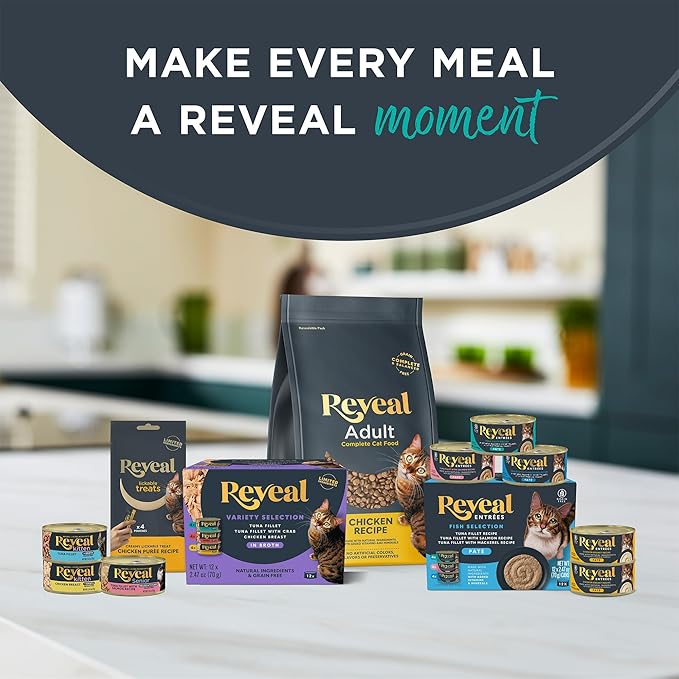 Reveal Natural Wet Cat Food, 24 Count, Grain Free, Limited Ingredient Canned Food for Cats, Ocean Fish in Gravy, 2.47 oz Cans