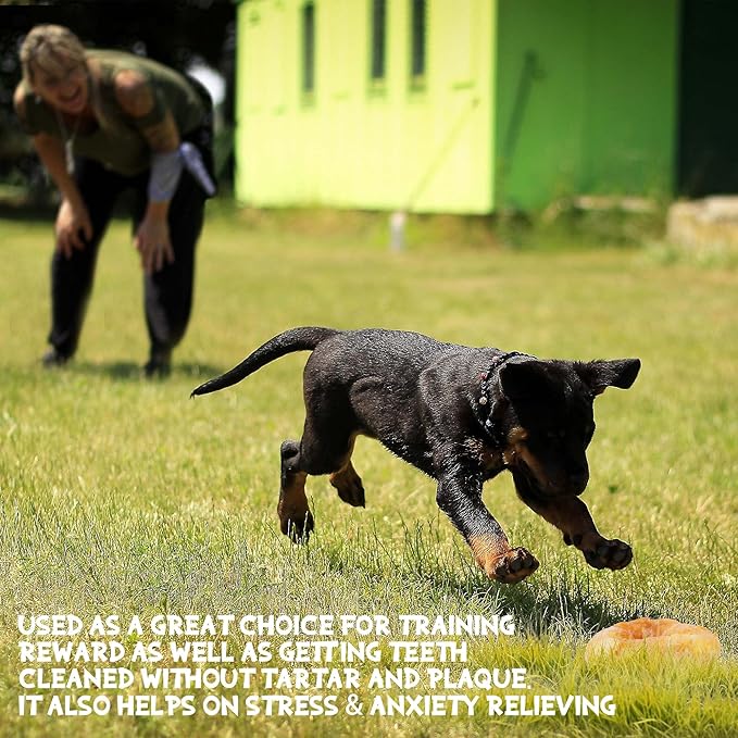 ASMPET Dog Treats Chews, Chicken Wrapped Rawhide Donuts Dental Care Chews for Small Medium Large Breed Aggressive Chewers (Pack of 4)