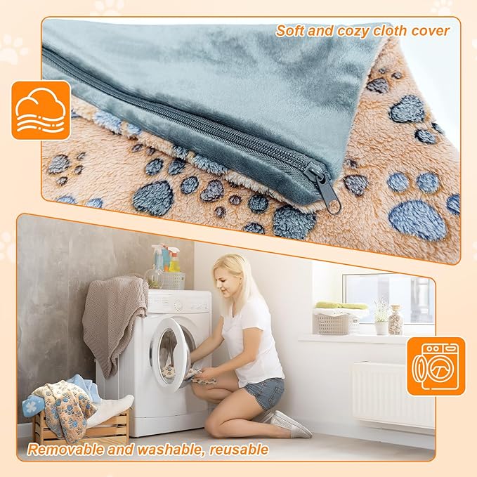 Dog Heating Pad,47×30 in Waterproof PVC Large Heating Pad for Dogs,Smart Thermostat Heated Dog House,Reinforced Interface + Wire Rope Whelping Box for Dogs,Plush Fabric Cover-Apricot