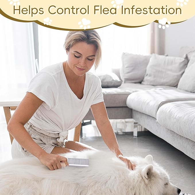 Upgraded Pet Knotting Comb Set – 2 Knotting Combs + 1 Shedding Comb + 1 Double-Sided Comb, Non-Slip Design, Detangling & Grooming Kit for Cats and Dogs