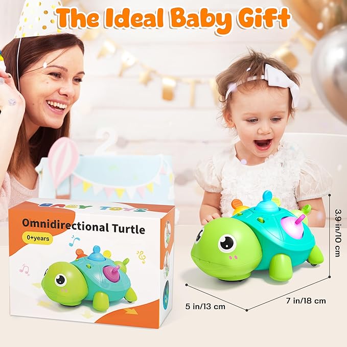 Vanmor Baby Toys 6–12 Months, Musical Turtle Infant Toy, Teething Toy with Music, Crawling Walking Toys for Babies, Early Learning Educational Toy with Light & Sound, for Newborns