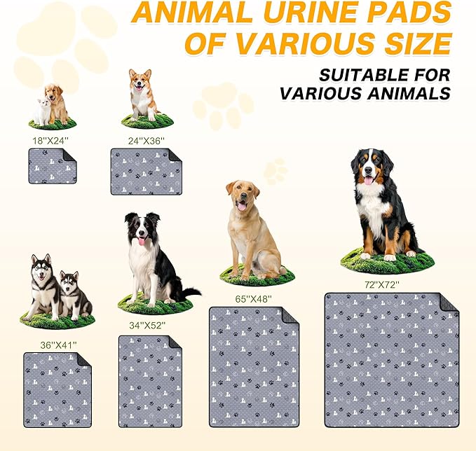 Washable Pee Pads for Dogs 72"x72", Extra Large Reusable Puppy Pads, Waterproof Pet Pee Pads for Dog Potty Training, Extra Large Dog Pee Pads for Crate, Playpen, and Whelping, Durable and Absorbent