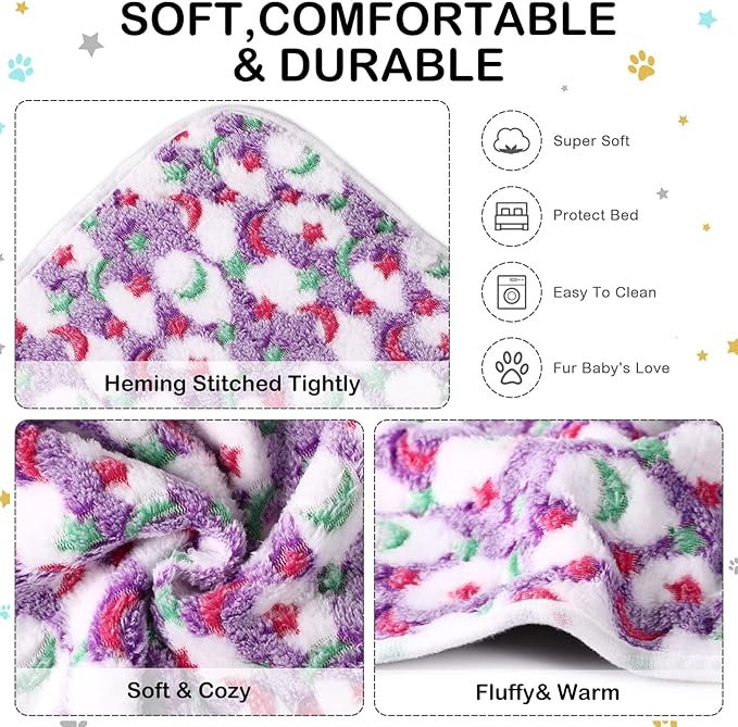 Reginary 4 Pcs Waterproof Guinea Pig Blankets Washable Small Animal Fleece Bedding Absorbent Guinea Pig Cage Liners Reusable Pet Pee Pad Sleep Mat for Hamster Ferret(Moon Star Pattern,24 x 47 Inch)
