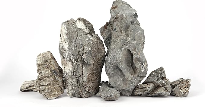 LANDEN Seiryu Stones Natural Rocks (17lbs, 3~11 inches,7-8pcs) for Aquarium, Paludarium, Terrariums, Landscaping Rocks, Aquascaping