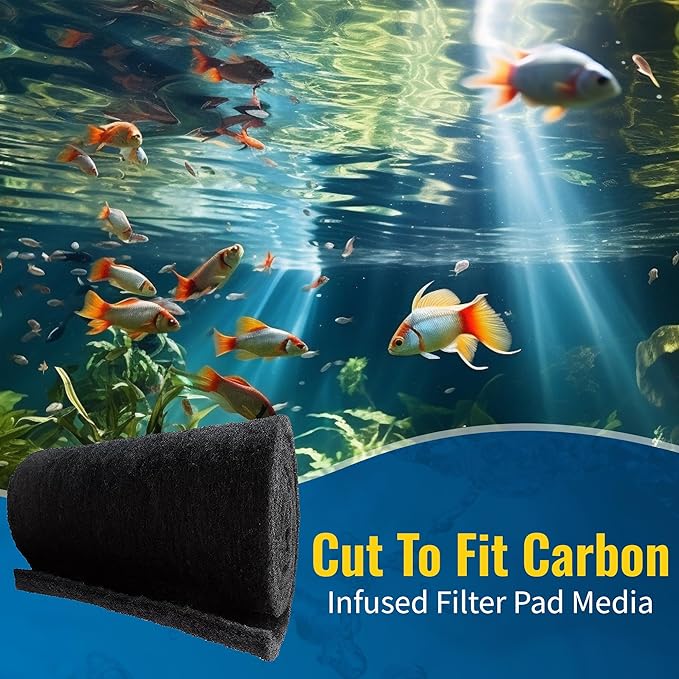 Aquarium Carbon Pad - Cut to Fit Carbon Infused Filter Pad Media for Clean & Clear Fish Tank and Ponds (Carbon filter - 5/8" Thickness, 1 Pack - 10.5" x 72")