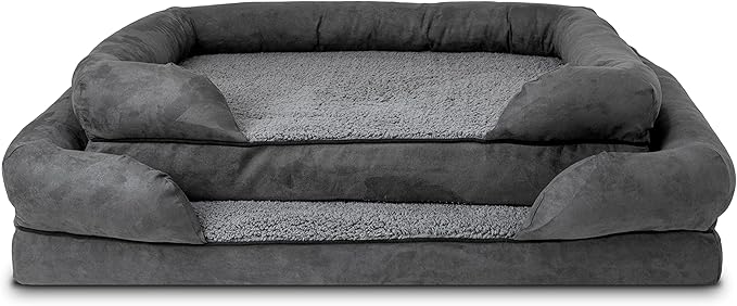 The Dog’s Bed, Large Grey Plush (no Logo), Memory Foam, Pain Relief: Arthritis, Hip & Elbow Dysplasia, Post Surgery, Lameness, Supportive, Calming, Waterproof Washable Cover, Veterinary Approved