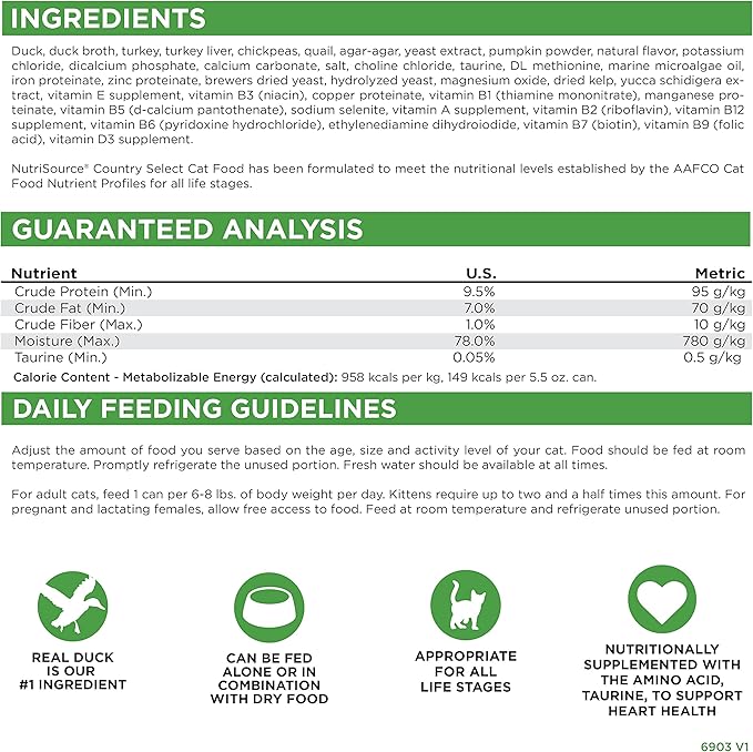 Nutri Source Grain Free County Select Canned Cat Food 12/5.5 oz Case