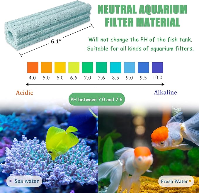 SHIGATSU Bio Aquarium Filter Media, 6.1”Long Ceramic Filter Bio Media for Saltwater and Freshwater Pond Fish Tank(30 pcs)
