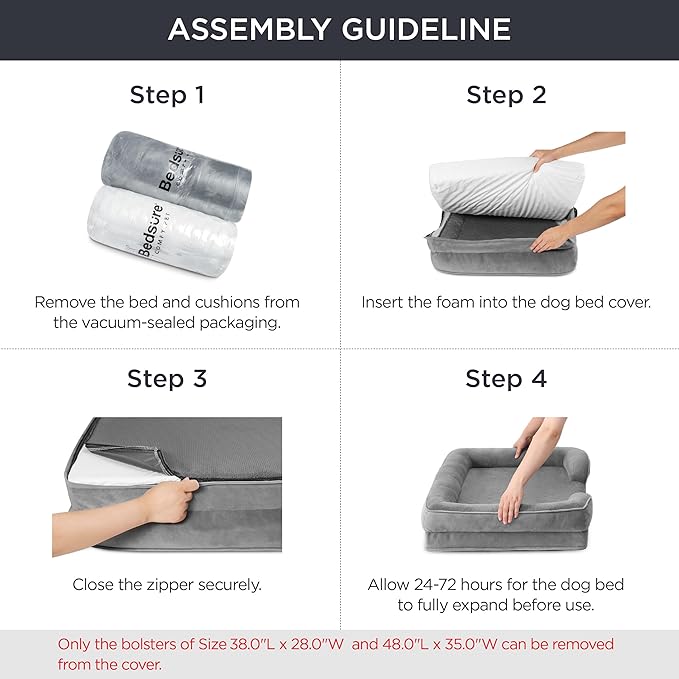 Bedsure Orthopedic Dog Bed Medium Size Dogs - Washable Medium Dog Cat Bed Waterproof, Comfort Pet Couch Sofa with Washable Removable Cover, Pets Bed with Nonskid Bottom, Dune Haze Blue, 28"