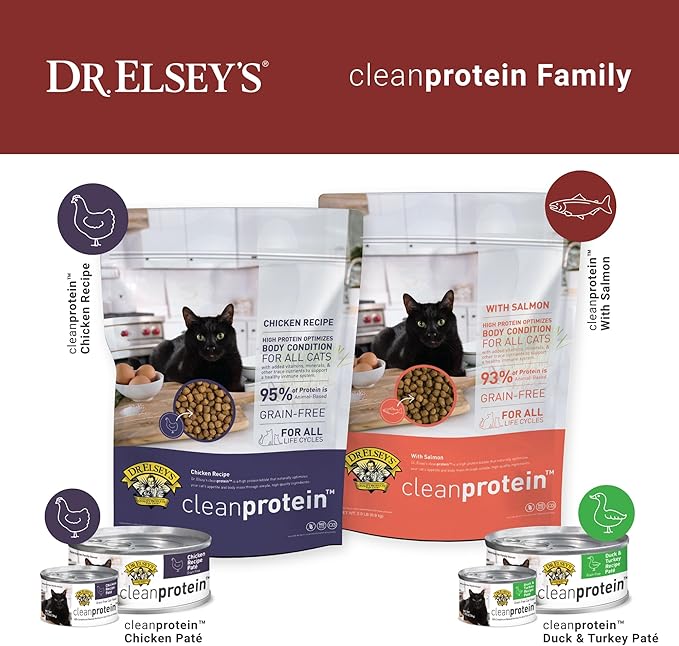 Dr. Elsey's cleanprotein Salmon Recipe Wet Cat Food, Pate 5.3 oz cans (Pack of 24)