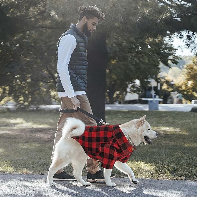 Plaid Dog Shirt Red Buffalo Outfit Soft Casual Clothes for Small Medium Large Dogs Puppy Cats Halloween Thanksgiving Christmas Costumes(S)