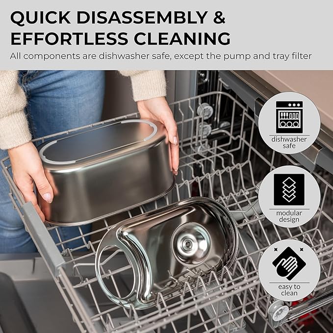 Wireless Cat Water Fountain Stainless Steel, 5200mAh Battery, Ultra Quiet, Automatic Pet Water Dispenser, 108oz/3.2L, Two Flow Modes, BPA-Free, Multi-Filtration, Includes 2 Filters- Creamy