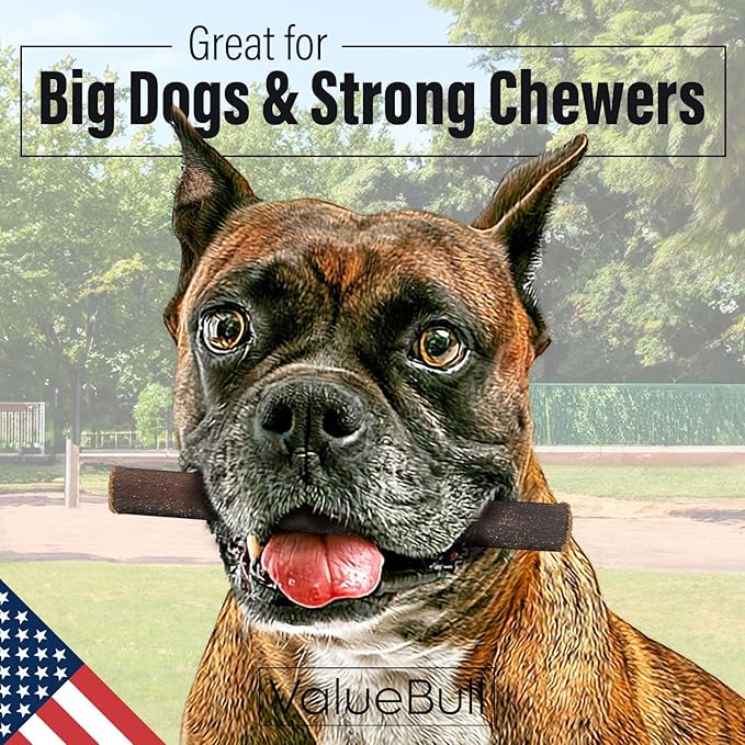ValueBull USA Collagen Sticks for Dogs, 6 Inch Thick Chews, Natural Long-Lasting Dog Treats, 100 Count Bulk Pack - Promotes Joint, Skin & Coat Health with Glucosamine and Chondroitin