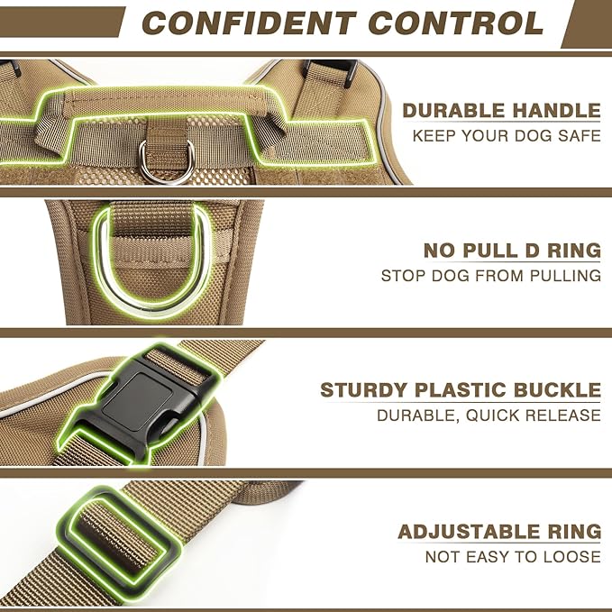 WINSEE Service Dog in Training Mesh Harness with 10 Pet Patches, Soft Air Mesh Breathable Tactical Dog Molle Vest, Reflective Military Pet Vest for Walking Hiking for Large Dogs