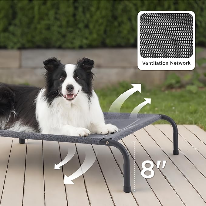 Bedsure Outdoor Elevated Dog Bed Medium Size Dog, Portable Indoor & Outdoor Cooling Raised Cot Pet Hammock Bed with Skid-Resistant Feet, Frame with Breathable Mesh, Terracotta, 43 inches