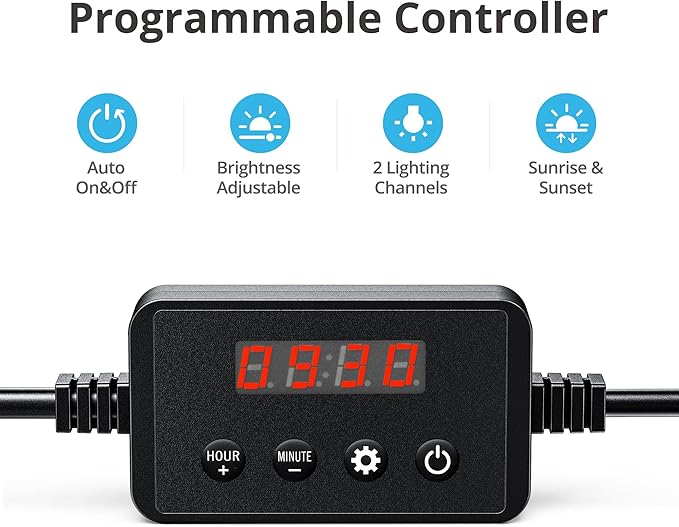 NICREW ClassicLED Plus LED Aquarium Light with Timer, 27 Watts, for 36 to 48 Inch Fish Tank Light, Daylight and Moonlight Cycle