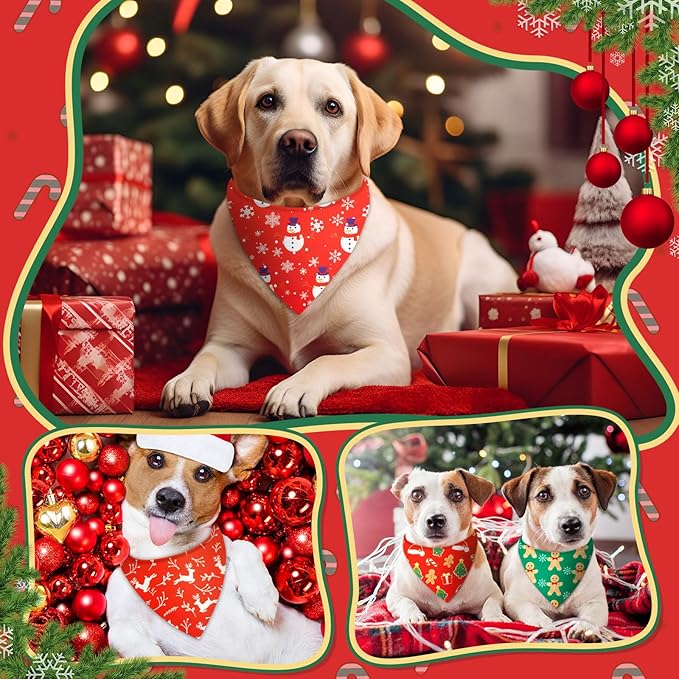 Preboun 200 Pcs Holiday Dog Bandanas Bulk Fall Halloween Christmas Bandanas for Dogs Triangle Kerchief Bib Scarf Set for Pet Party Costume Photo Props Accessories Pet Shops Groomers, 25 Styles