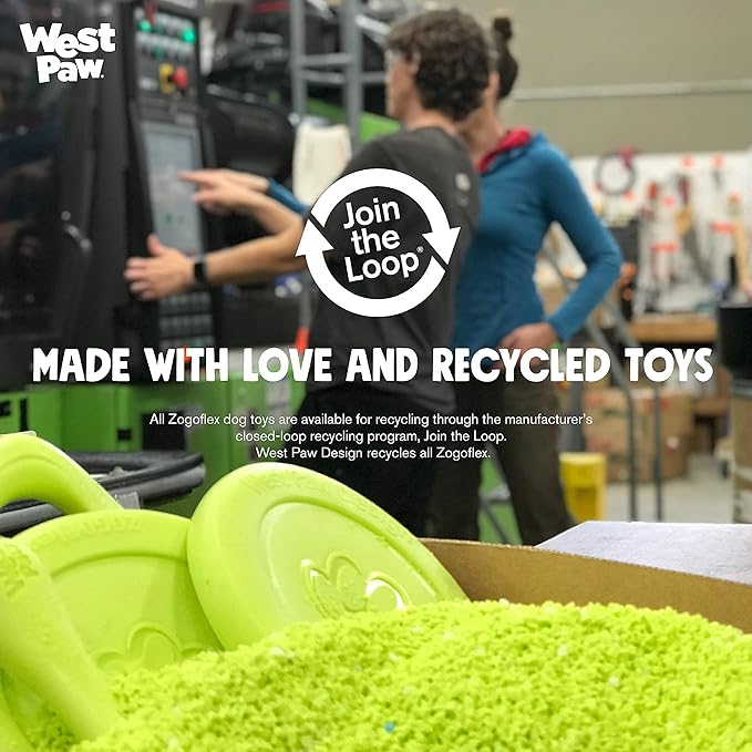 West Paw Zogoflex Qwizl Interactive Treat Dispensing Dog Puzzle Treat Toy for Dogs, 100% Guaranteed Tough, It Floats!, Made in USA, Large, Aqua Blue