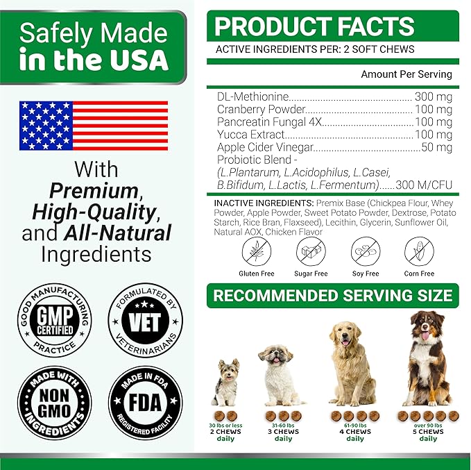 YUMA'S Dog Urine Neutralizer for Lawn - 170 Chews - Advanced Grass Green Savers for Dog Urine - Canine Pee Grass Neutralizer Supplement - Green Lawn Treats with Probiotics and Digestive Enzymes