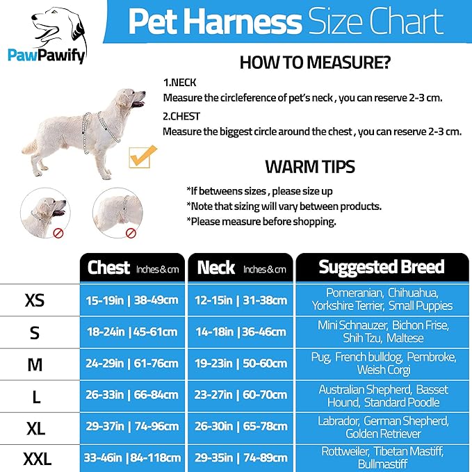 PawPawify Custom No Pull Dog Harness with Name and Phone Number, Heavy Duty Personalized Pet Vest to Prevent Tugging, Pulling, or Choking, Training and Walking (New Blue, XL (60-85 LBS))