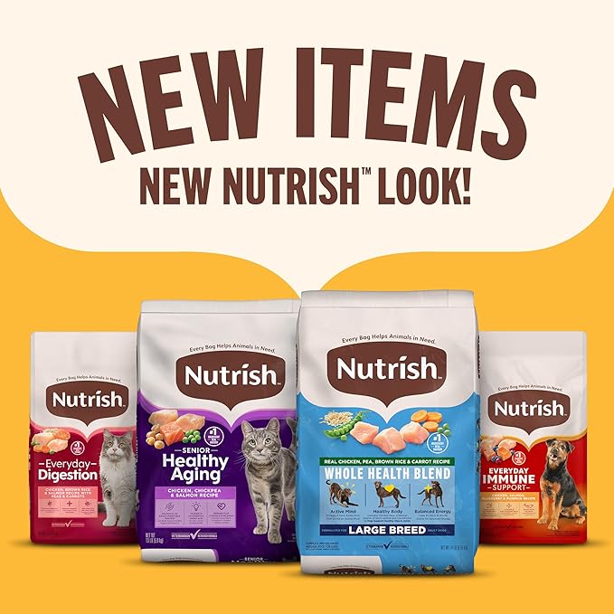 Nutrish Everyday Digestion Dry Cat Food, Chicken Brown Rice and Salmon Recipe with Peas and Carrots, 3 lb. Bag, 4 Count, (Rachael Ray)
