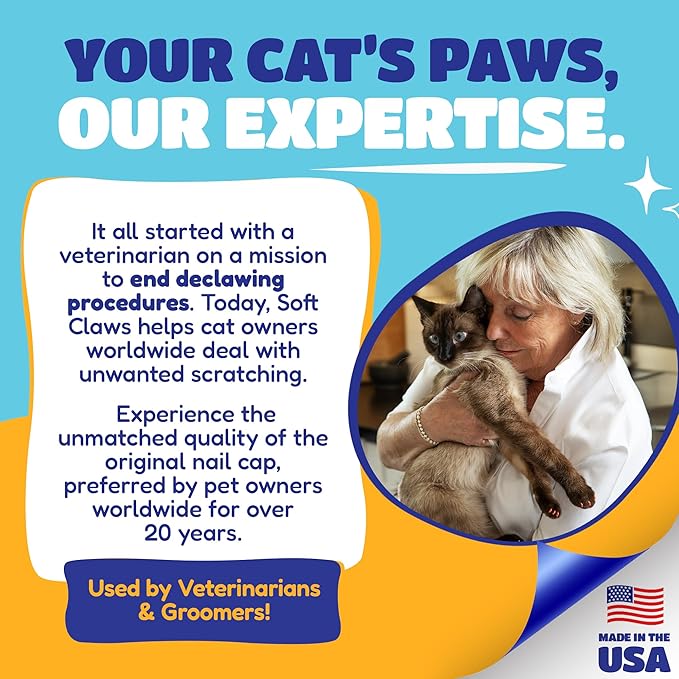 Soft Claws Cat Nail Caps for Small Cats – (40 Caps, Sparkle Variety) - Made in USA - Veterinarian-Developed | Protects Furniture & Skin - Easy to Apply, Long-Lasting Anti-Scratch Soft Cat Claw Covers