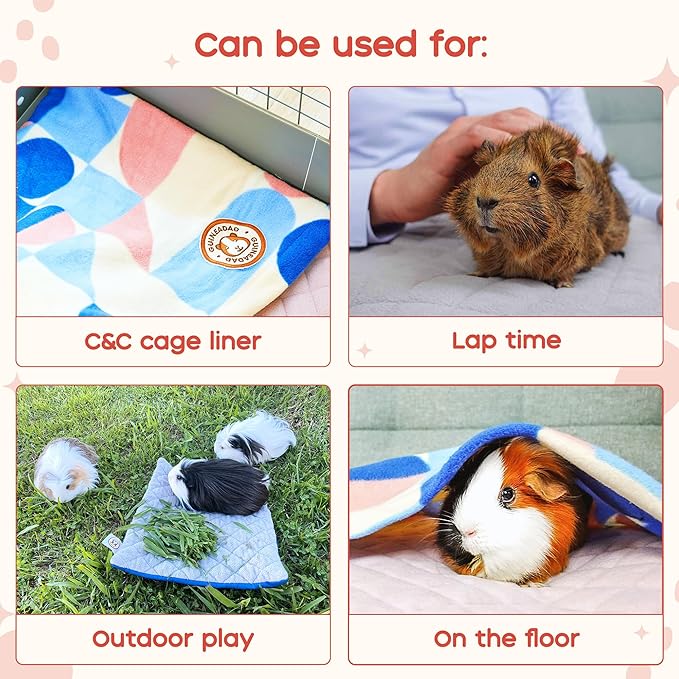 GuineaDad Premium Liner – Fleece Guinea Pig Cage Liner – Ultra-Plush Reusable Fleece Bedding with Waterproof Bottom – (Blush)