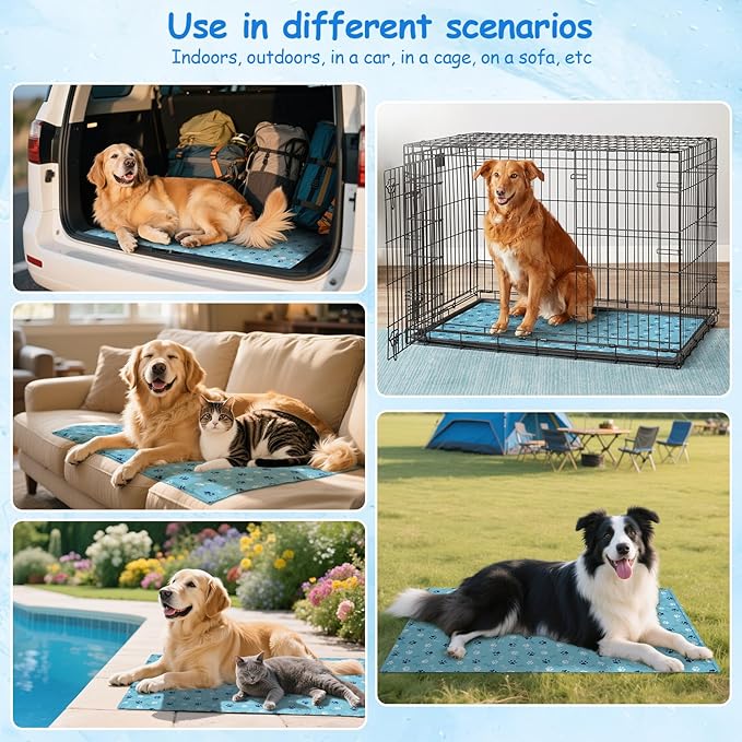 Ownpets Dog Cooling Mat, X-Large 43 x 27 Inch Thick and Waterproof Cooling Pad for Summer, Water-Filled Pet Mat for Large Dogs, Leakproof Design for Crate, Bed, Sofa, Floor and Car Seat