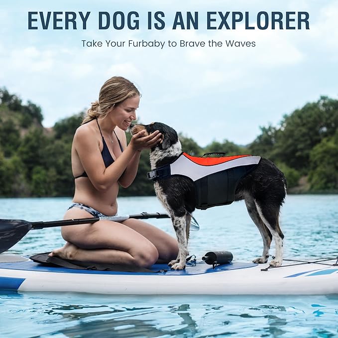 Reflective Adjustable Dog Life Jacket - High Buoyancy Swim Vest for Small Dogs, Dog Swimsuit with Rescue Handle, Pet Flotation Device for Boating, Pool, Beach(XS, Orange)