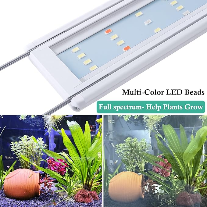 HITOP Full Spectrum LED Aquarium Light β 32-40" Classic Fish Tank Light with Timer, Aquarium Plant Light with Stable Extendable Brackets (32-40in)
