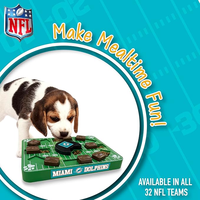Pets First NFL Miami Dolphins Puzzle, Interactive Dog Treat Puzzle Toy