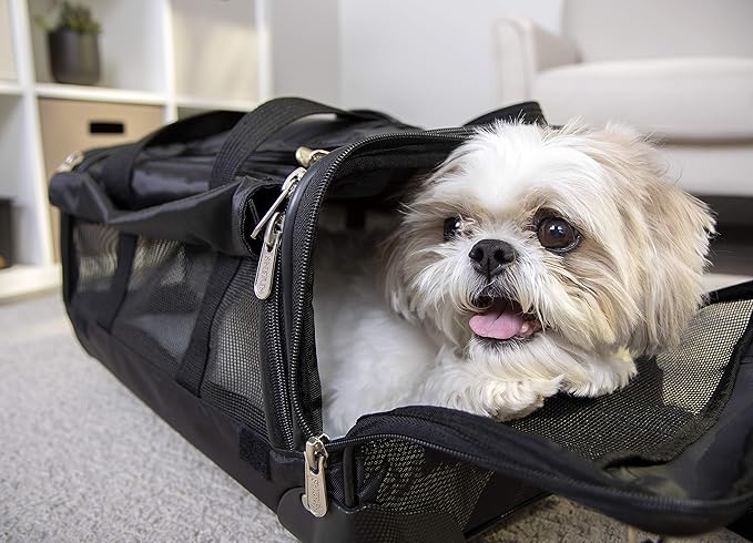 Sherpa on Wheels Indoor Pet Dog Carrier, Black Large for All Breed Sizes