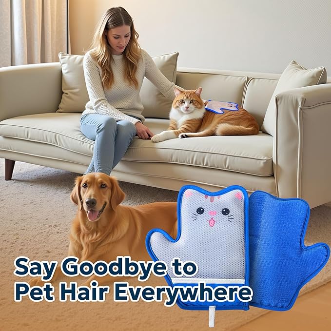 Pet Hair Removal Glove - Electrostatic Gloves for Pet Hair, Portable & Reusable Dog & Cat Fur Remover Tool for Couch, Clothes, Furniture, Carpet, and Car Seats,1 PCS