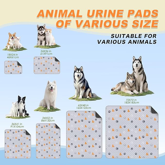 Washable Pee Pads for Dogs, 2 Pack Reusable Puppy Pads, Waterproof Pet Pee Pads for Dog Potty Training, Extra Large Dog Pee Pads for Crate, Playpen, and Whelping, Orange 36"x36"