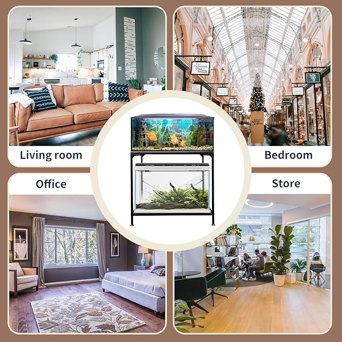 tongmo 40 Gallon Fish Tank Stand, 2 Stands Metal Aquarium Stand, Aquarium Turtle Tank (40 Gallon-Black)