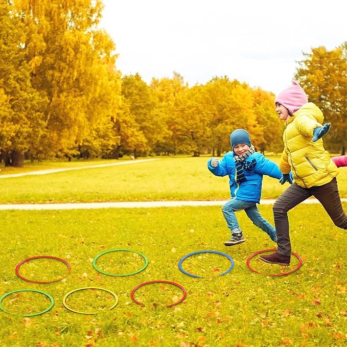 Libima Obstacle Course Ring Set Exercise Hoop Large Hoop Plastic Toys Playground Toys for Gymnastics Practice Party Games Educational Activities Holiday Decor, 5 Colors(24 Pcs,15.8 Inch)