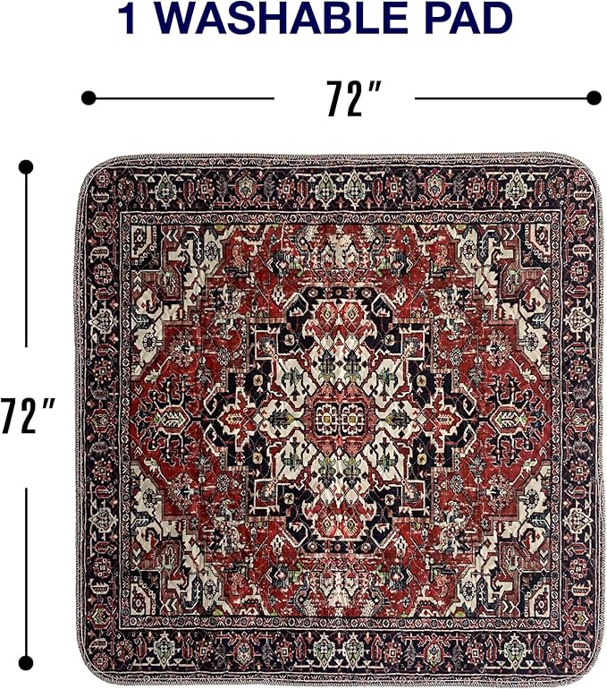 Washable Pee Pads for Dogs - XXL (1 Pack) 6 FT X 6 FT Super Absorbent Reusable Puppy Training Pads - 100% Waterproof, Leak-Proof & Non-Slip Whelping Pads for Pet Housebreaking