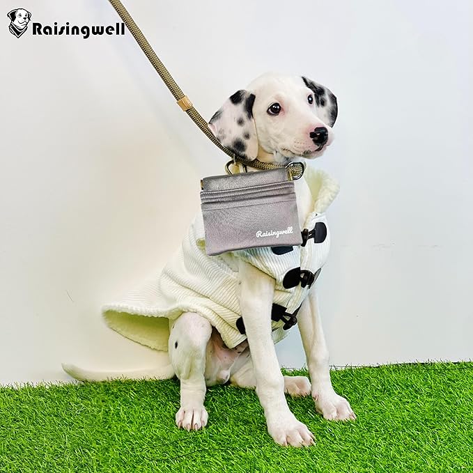 Dog Treat Pouch, Pocket Sized Pet Training Pouch, Hand Free Bronze Dog Walking Bag with Carabiner, Self-Closing Pet Feed Snack Reward, for Puppy Travel or Outdoor Use, NanoPTC