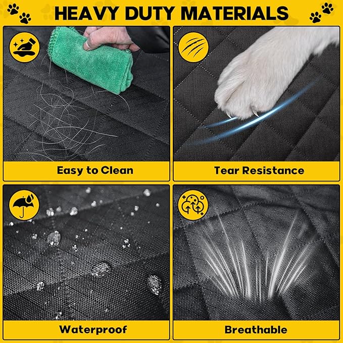 Tough Truck Dog Seat Cover for Back Seat, Dog Hammock for Car Extender with Hard Bottom,Rip-Stop 100% Waterproof Pet Seat Protector for F150/RAM1500/Silverado