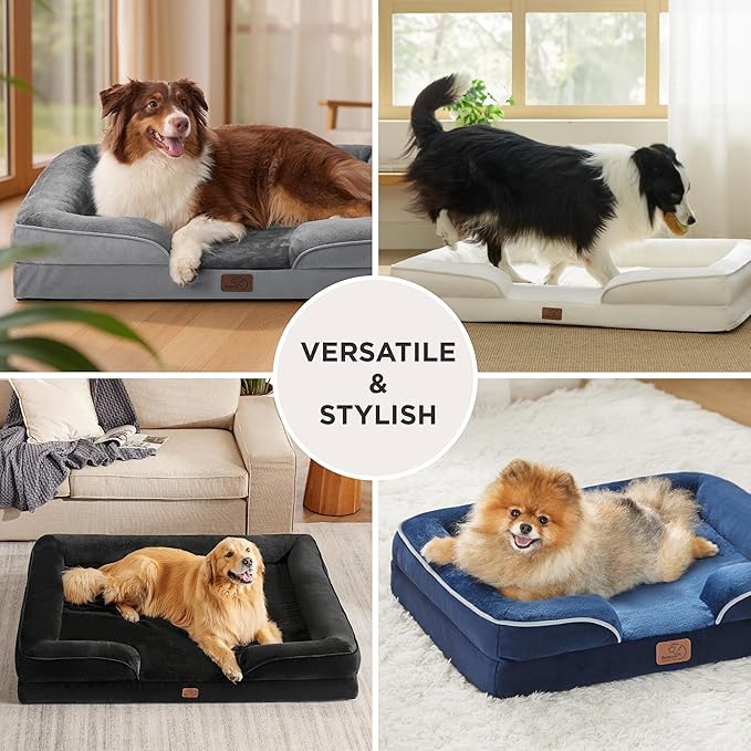 Bedsure Orthopedic Dog Beds for Small Dogs - Washable Small Dog Cat Bed Waterproof, Comfort Pet Couch Sofa with Washable Removable Cover, Pets Bed with Nonskid Bottom, Blue Navy, 24"