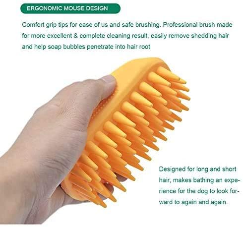 Pet Silicone Shampoo Brush for Long & Short Hair, Pink ( New ), Medium Large Pets Dogs Cats, Silicone Shower Wash Curry Brush, Massage Comb