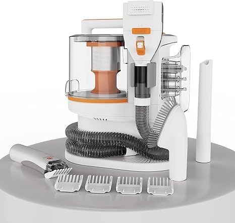 Pet Grooming Kit with 3.4L Oversized Vacuum Suction - 99% Pet Hair Removal - Professional Dog Clippers & Shedding Tools for Cats, Teddy, Poodle, Golden Retrievers (Metallic Orange & White)