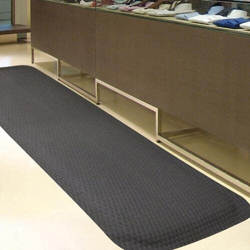 American Floor Mats Hog Heaven Premium 7/8" Black & Yellow Border 5' x 12' Nitrile Backed Anti-Fatigue Comfort Mat