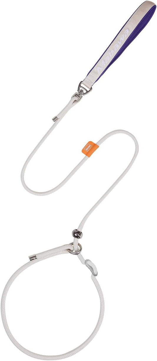 Dog Anti-Slip Leash 5FT with Metal Stopper - Durable No-Pull Training Lead for Small, Medium & Large Dogs - Comfortable Handle Nylon Rope, Tangle-Free Pet Walking Leash (Beige, 5 FT)