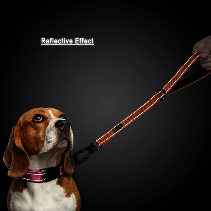 PLUTUS PET Short Training Dog Leash with Padded Handle for Medium Large Big Dogs,18 Inch Heavy Duty Strong Traffic Dog Leash with Carabiner Clip for Climbing Walking or Guiding Blind（18”，Orange