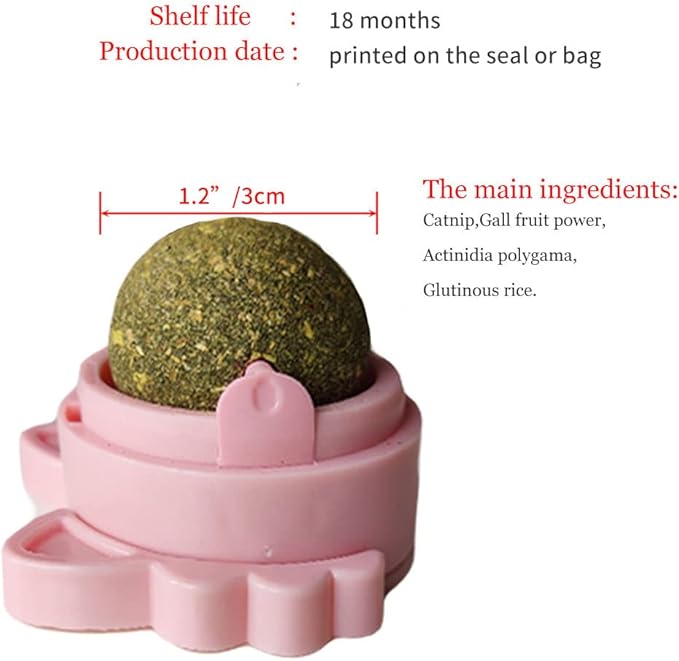 Oncpcare 3 Pack Rotatable Edible Catnip Balls for Cats Wall Cat Mints Ball Toys for Indoor Cats Cat Removal Hairball Toys Catnip Balls Treats for Kitten Kitty Playing Chewing