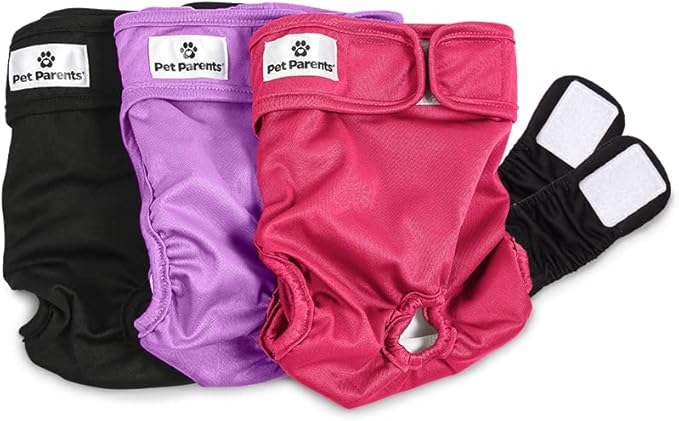 Pet Parents® Washable Dog Diapers (3pack) + Extendrs® of Durable Doggie Diapers, Premium Dog Diapers Female (X-Large, Princess)