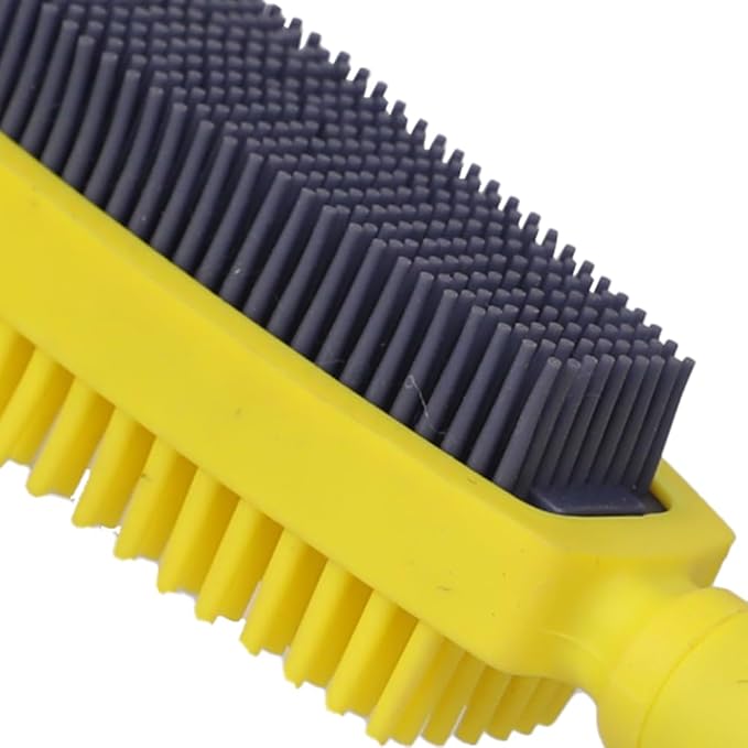 Rubber Pet Hair Removal Brush, Dogs Cats Hair Lint Remover Tool Massage Bath Comb Brush for Cleaning and Grooming (Yellow)